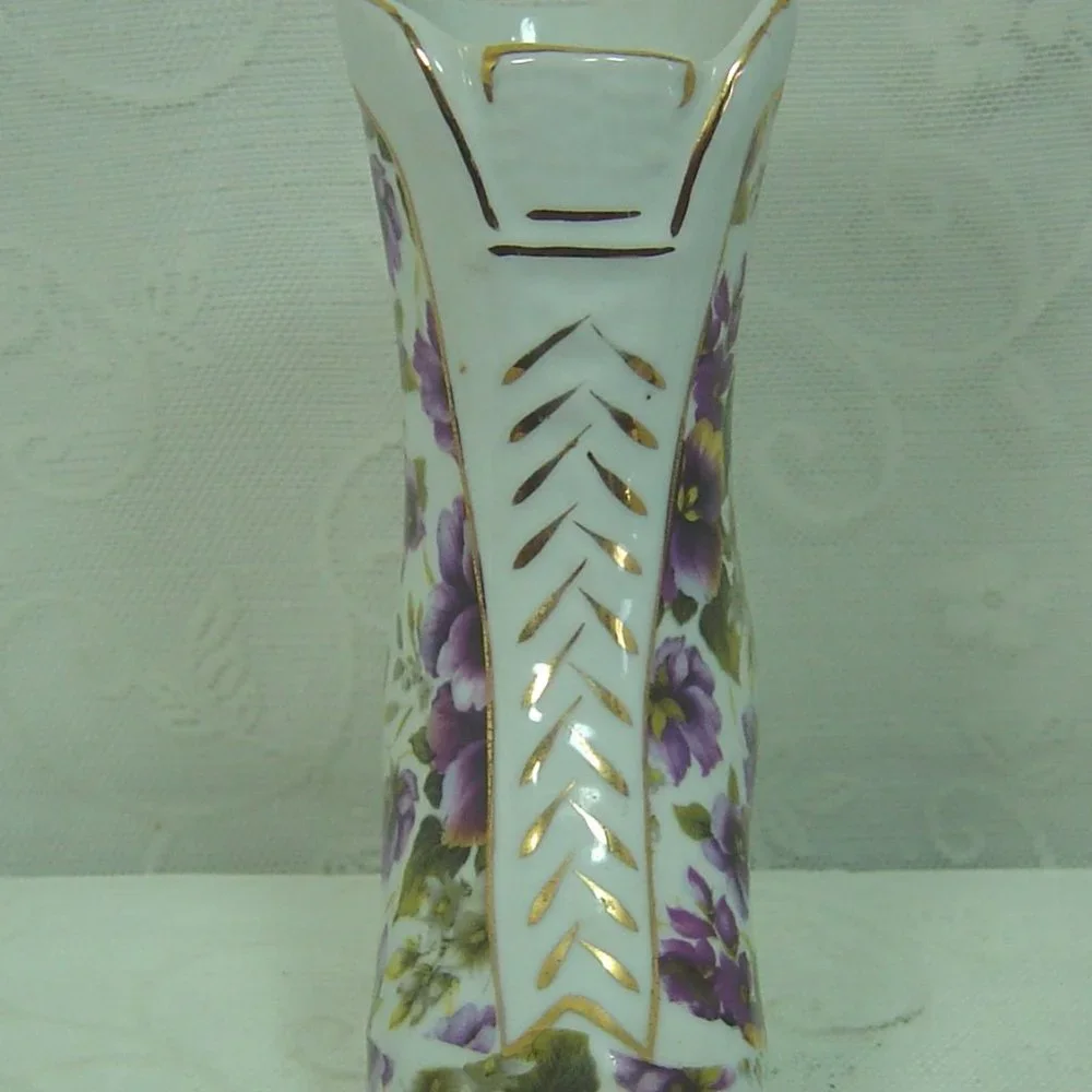 Porcelain high heel shoe vase with violets--6